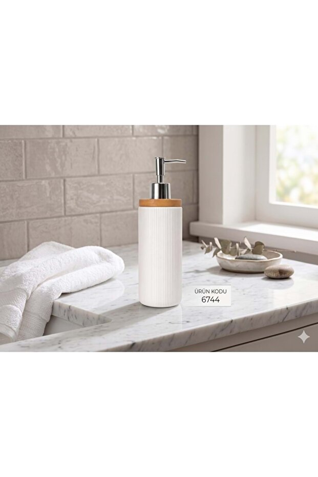 Konak Alişveri̇ş Jb6744 -Liquid Soap Dispenser Bamboo Porcelain