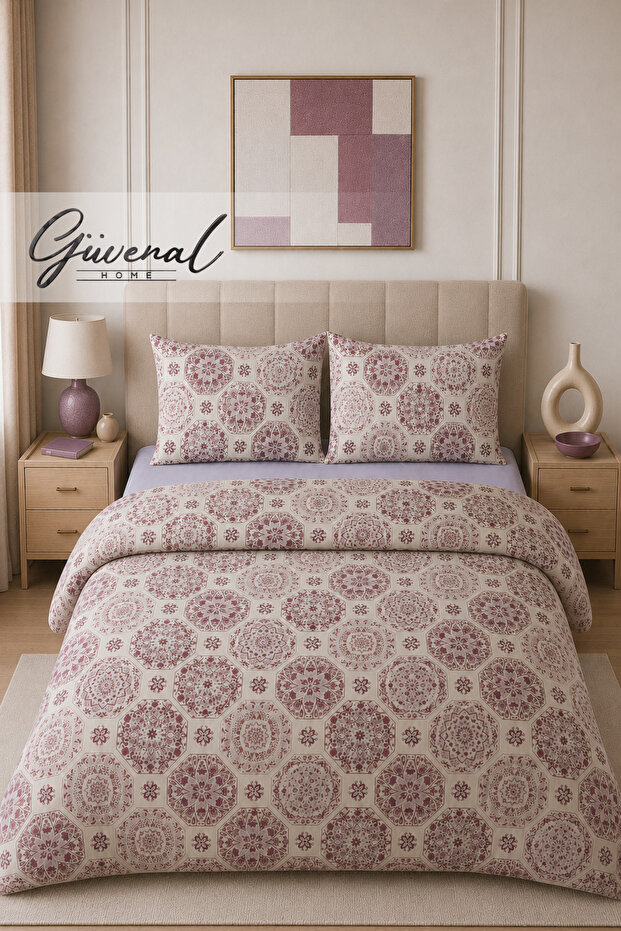 Sirius | Double Cotton Duvet Cover Set | Pillowcase | Duvet Cover | Elastic Fitted Sheet | Bedspread | Dowry