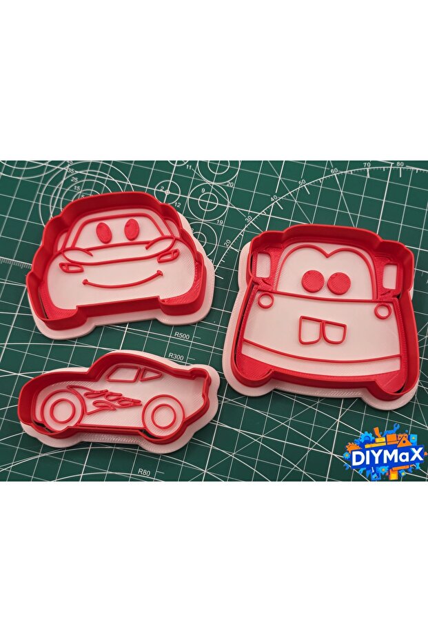 Lightning Mcqueen Truck Cookie Cutter Set with 3 Figures Dough Cutter