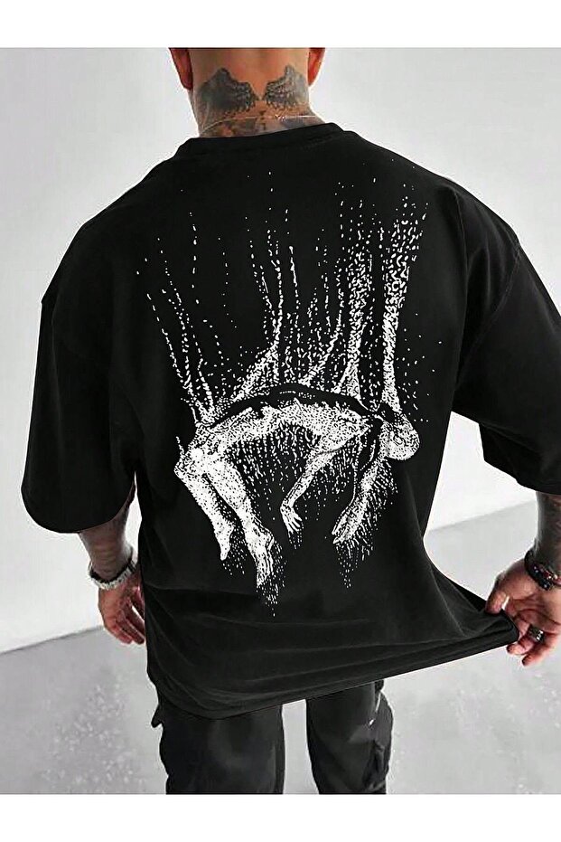 🔥 Black Unisex Oversize 100% Cotton Crew Neck Short Sleeve T-Shirt 🔥