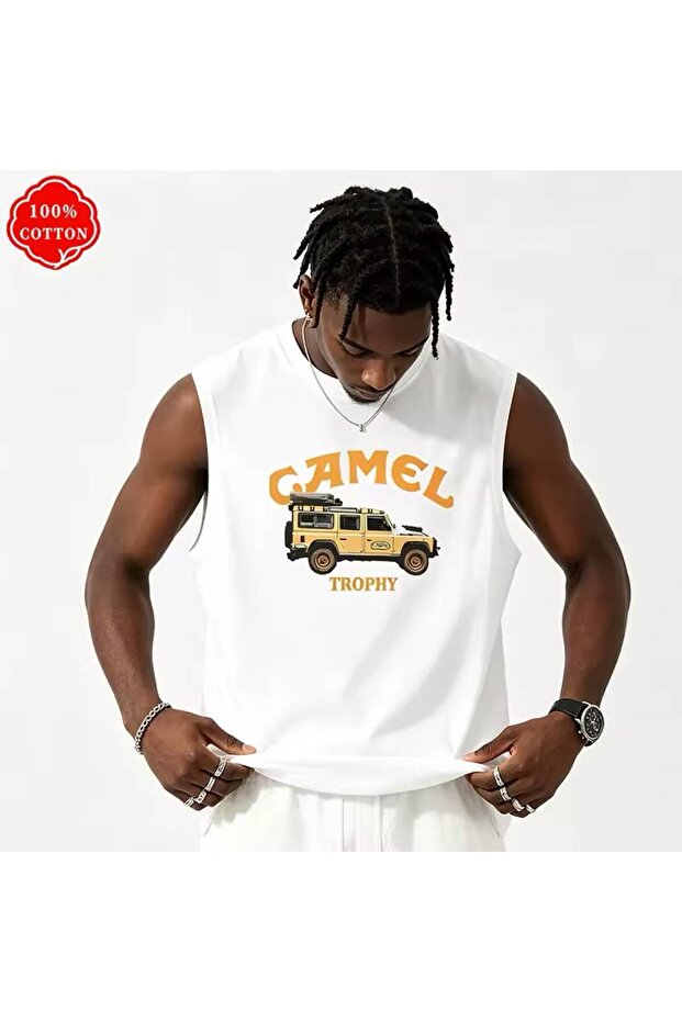 💯 White Wide-Strap Men's Tank Top - Basic Sports and Casual Combination