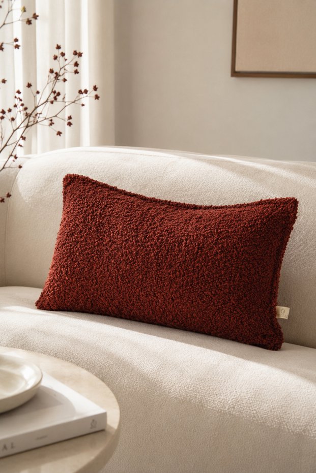 Teddy Bordo Rectangular Kirlent Cover (30X50)