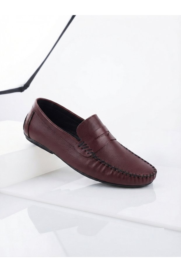 Genuine Soft Leather Flexible Buckle-Free Brown Loafer Ballet Men's Shoes Te0126