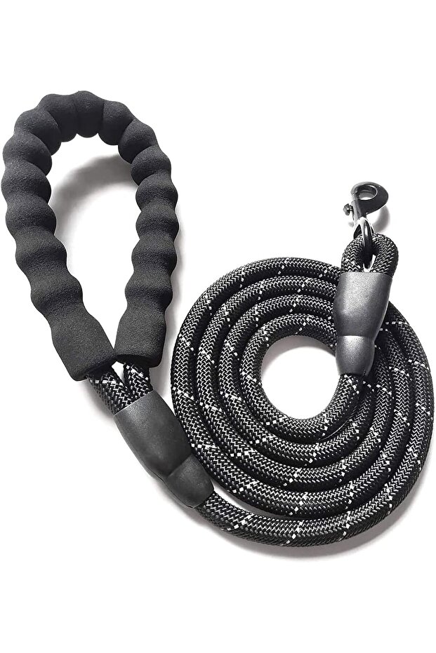 Dog Walking Leash, Comfortable Padded Handle with Highly Reflective Threads, 360°Swivel Lockable Hook, Climbing Nylon Ropes, Proof Butler Hand Traction Belt, Ideal for Medium and Large Dogs, Black