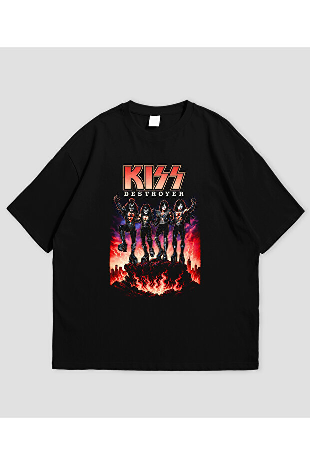 Kiss Destroyer Printed Unisex Oversize T-Shirt