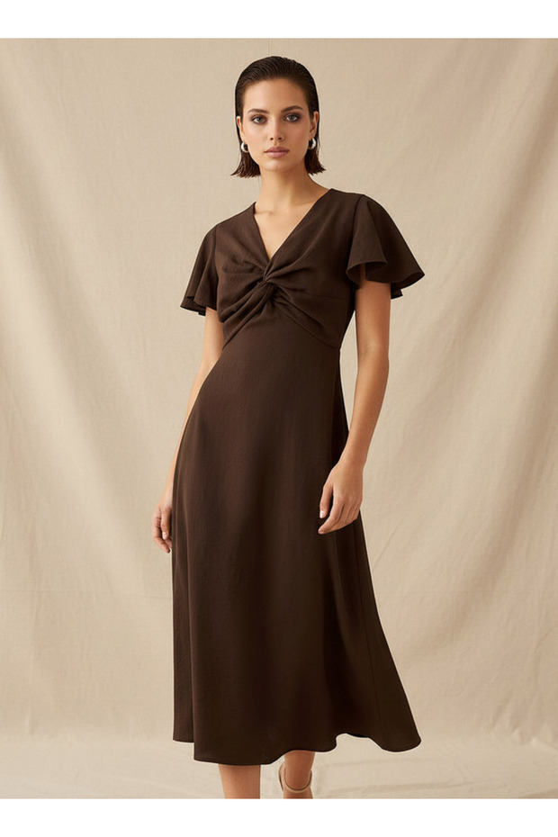 ANGEL SLEEVE TWISTED DRESS