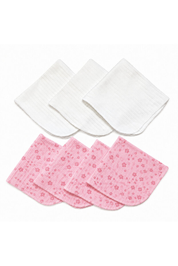 Set of 7 Baby Mouth Wipes 100% Cotton 22X22 cm 4 Patterned 3 Plain