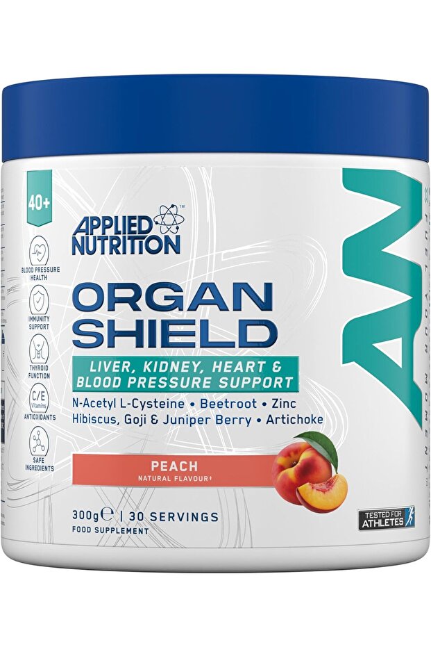 Applied Nutrition Organ Shield for Over 40s | Antioxidant Support, Choline, CoQ10, Selenium & Botanicals | Informed Sport – Peach (300g – 30 Servings)