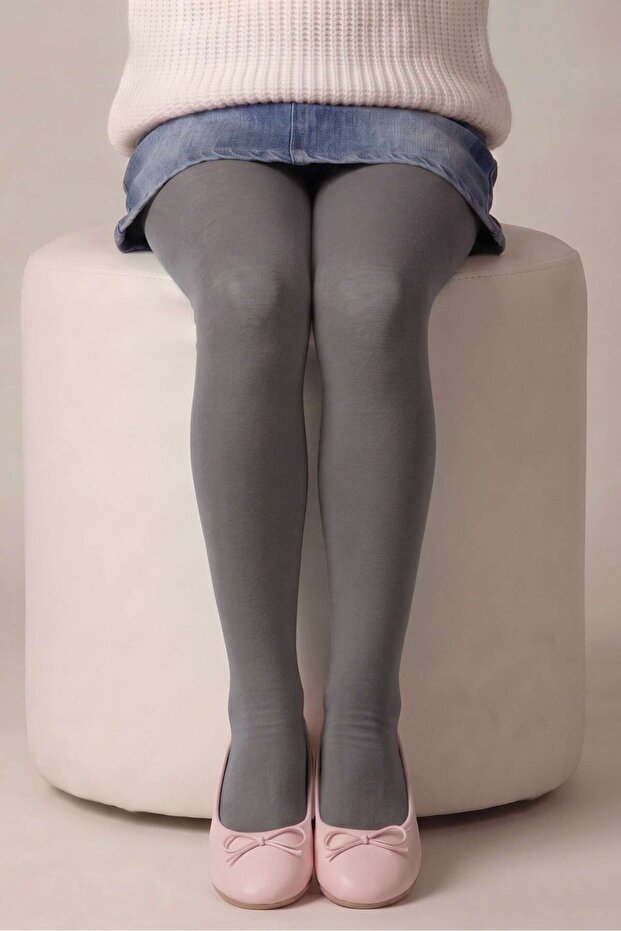Girl's Steel Gray Micro 40 Pantyhose