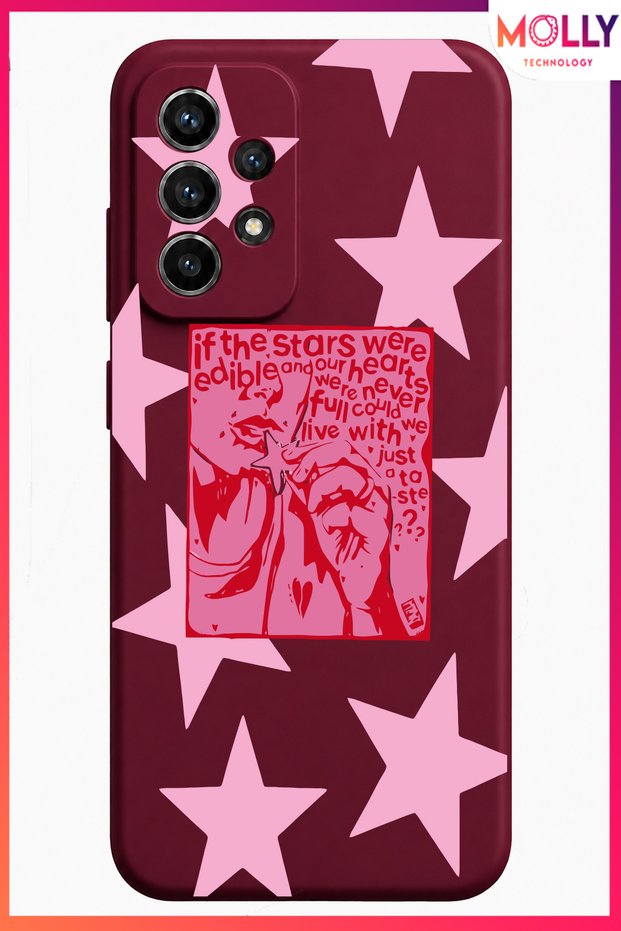 Cherry Rotten Craving Stars Pattern Inside Velvet Silicone Case for Samsung Galaxy A72