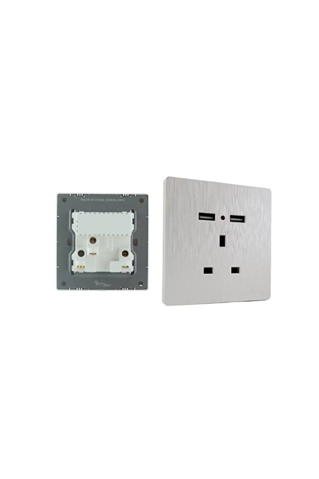 فيش ثلاثي 13 أمبير مع منفذين USB بدون مفتاح لون لؤلؤي بيانو