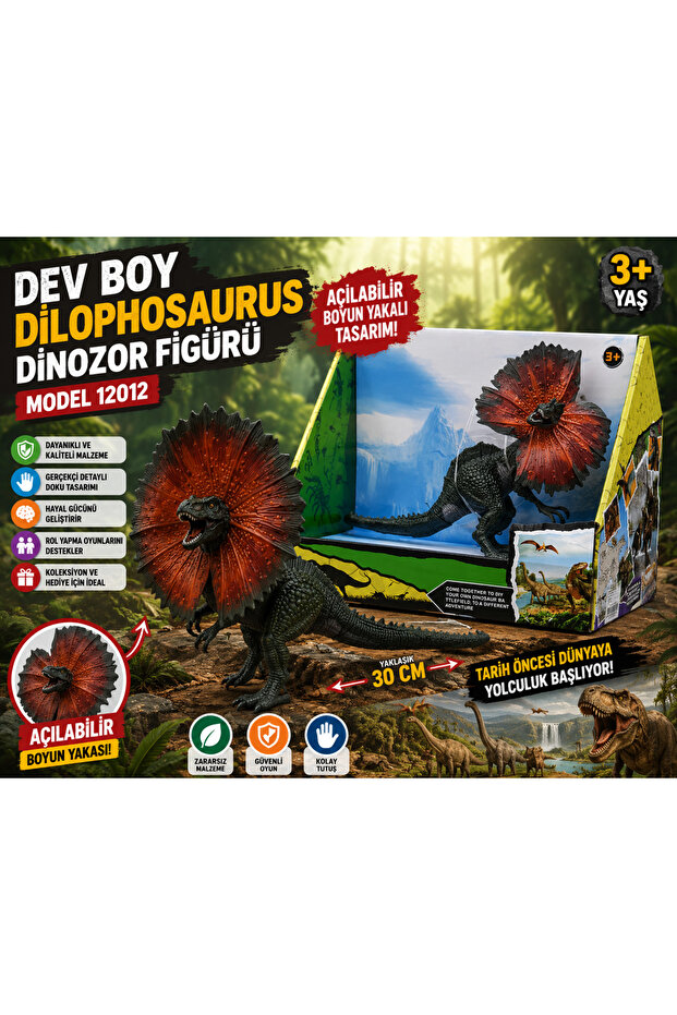 Dilophosaurus Dinosaur Figure with Openable Collar Realistic Dinosaur Toy for Collection and Play F
