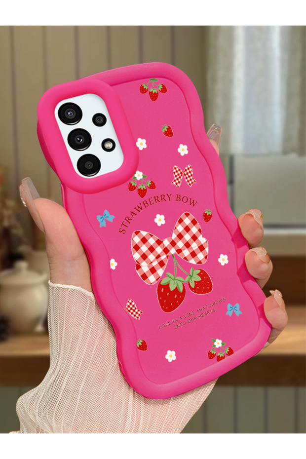 Samsung Galaxy A13 4g Compatible Case Camera Protector Red Silicone Couple Phone Case Strawberry Pattern