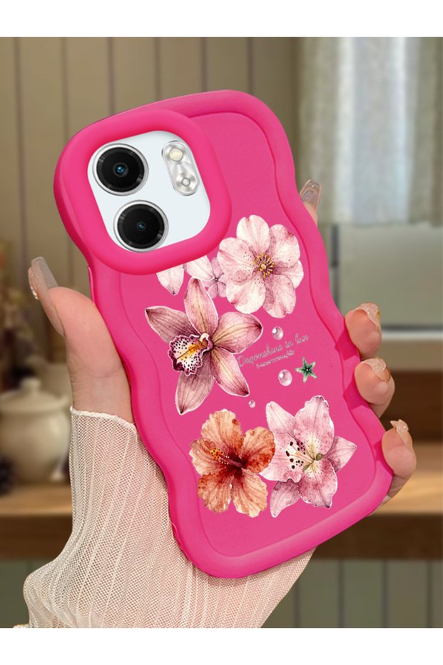 Infinix Smart 9 Compatible Case Camera Protector Red Silicone Couple Phone Case Cover Floral Pattern