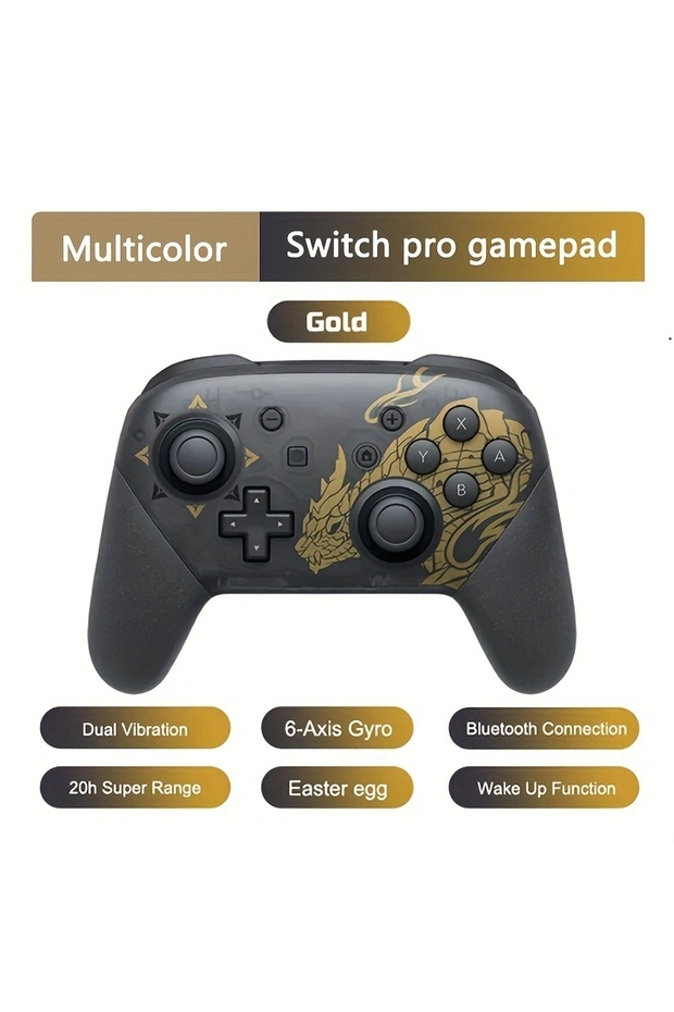 Gold Joy Pad Switch Pro Controllers Compatible with Switch/OLED/Lite,Wireless Switch Controller Soma