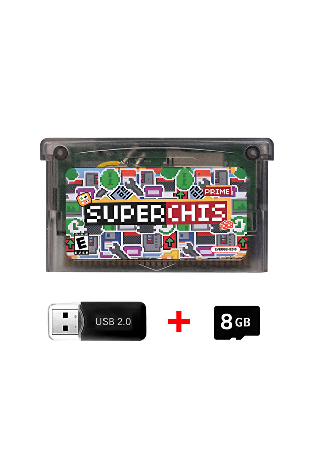 Black With 8G 2026 2.0 SuperChis Prime Game Cartridge for Nintendo GBA/GBA SP/NDS/GB Player with SDR