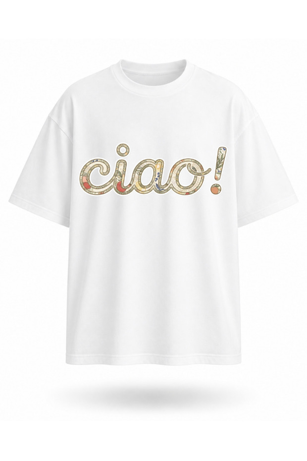 Ciao Text Printed Oversize Unisex T-Shirt