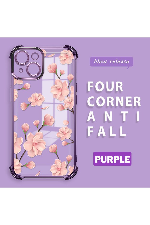 iPhone 14 Compatible Transparent Back Panel Four-Corner Reinforced Impact Protection Glossy Edge Silicone Case