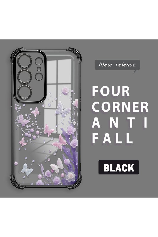 Samsung Galaxy S24 Ultra Compatible Transparent Back Four-Corner Reinforced Impact Protection Silicone Case