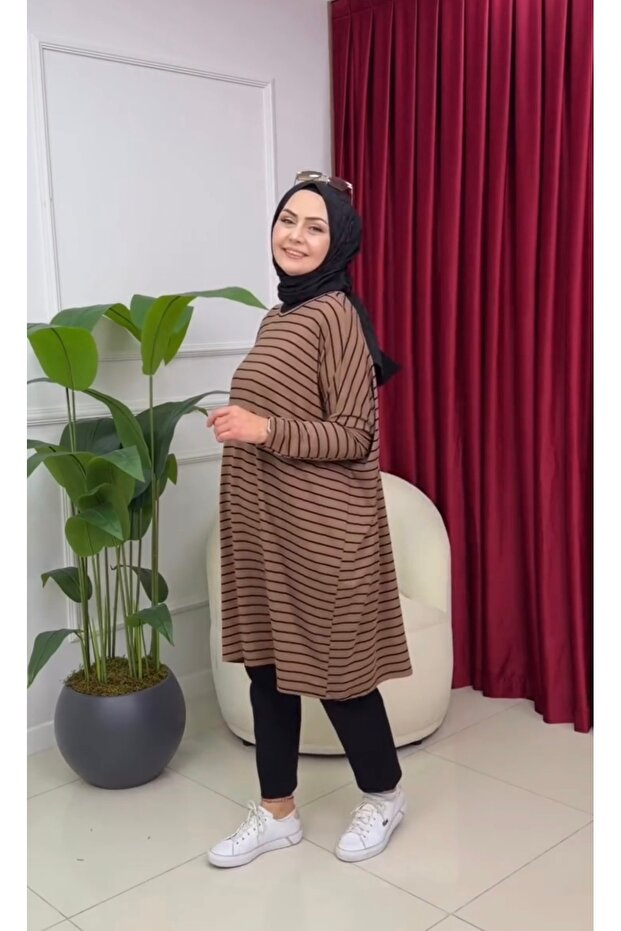 تونيك قطني ممشط مخطط