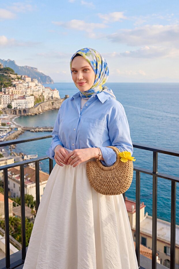 Soft Scarf Fleur Blue