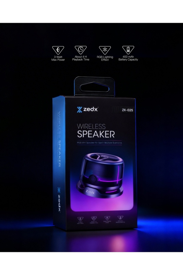 ZEDX ZX-025 Mini Magnetic Wireless Bluetooth Speaker with RGB Light 3W Portable Speaker