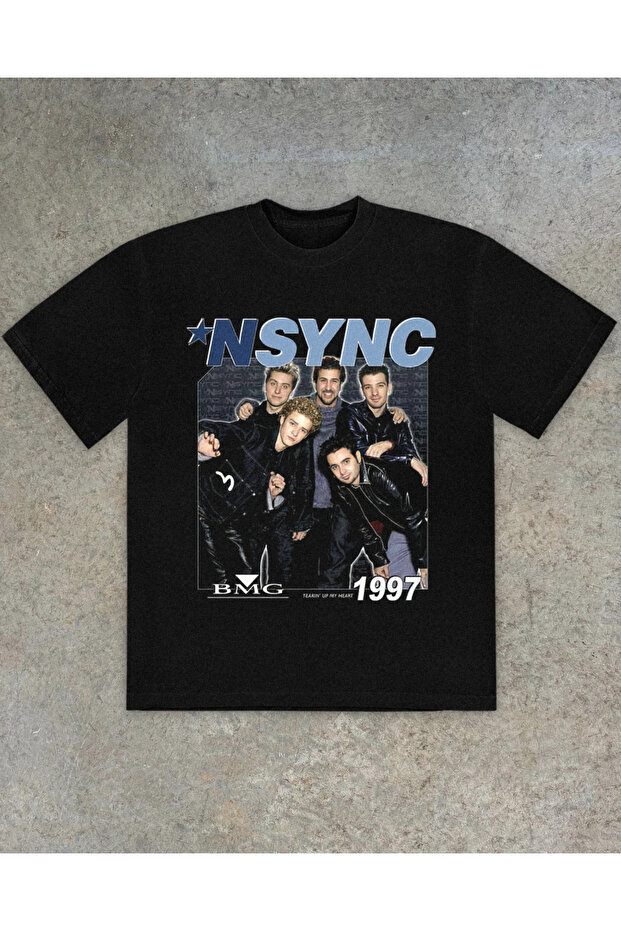 تي شيرت NSYNC مطبوع للجنسين مقاس كبير