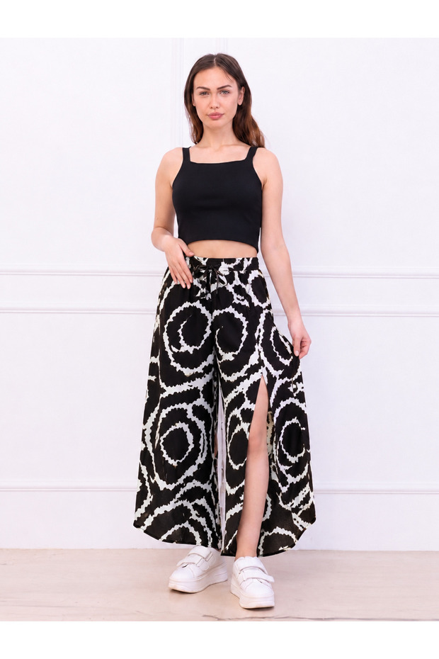 Women's Ring Motif Waist-Tied Envelope-Covered Woven Trousers