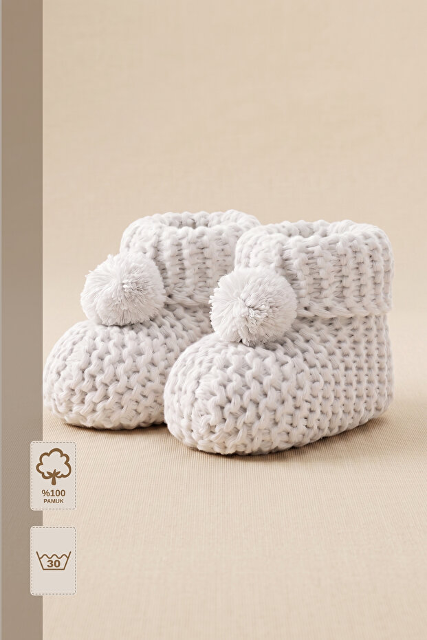 - Baby Booties with Pom-Pom Detail