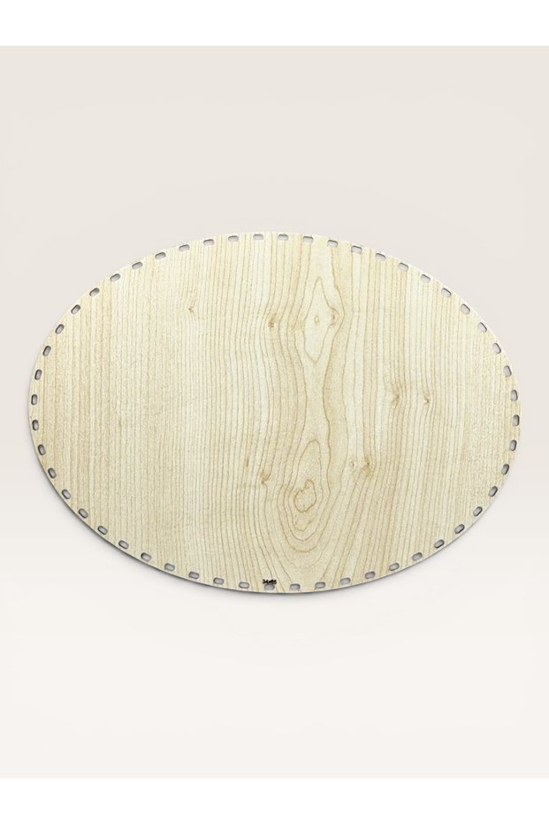 34X25 cm Elliptical Wooden Rattan Base - Large Size Bag, Toy Basket, and Wide Presentation Tray Weaving Plate