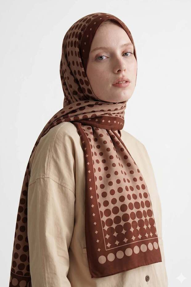 شال ملكي بنقشة البولكا دوت باللون البني