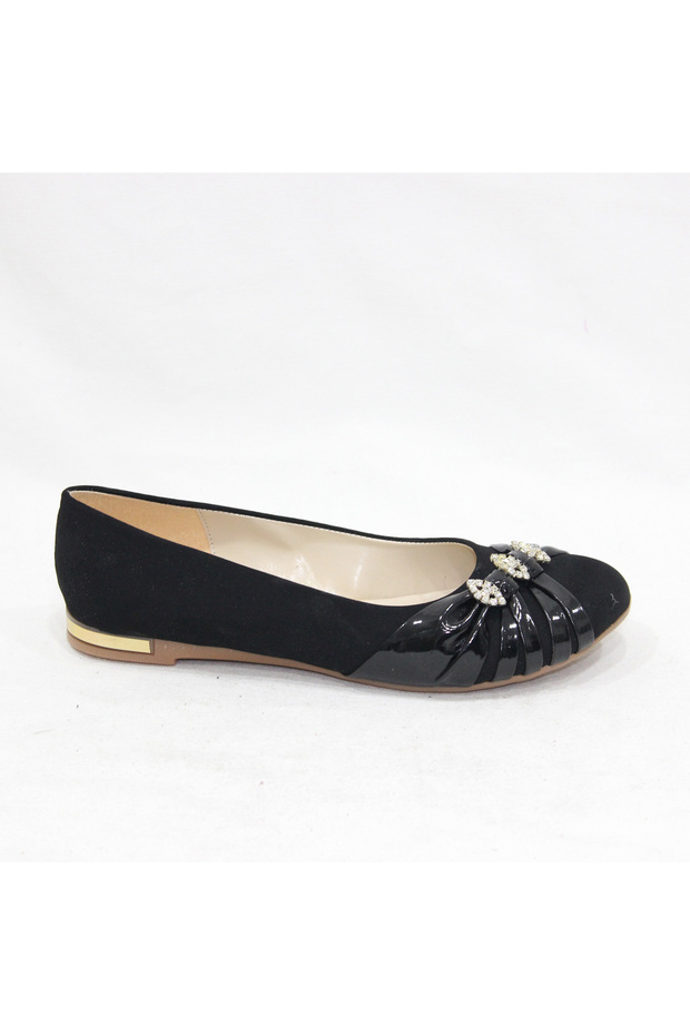 Carpe Diem Black Suede 3 Stone Ballerinas