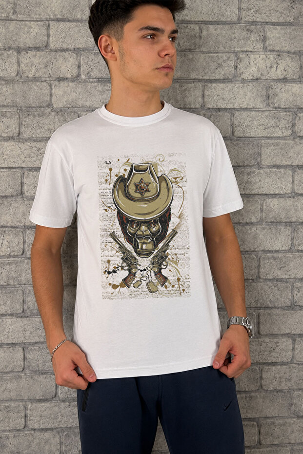 Gorilla Cowboy Printed Premium T-Shirt | Special Gift Includes