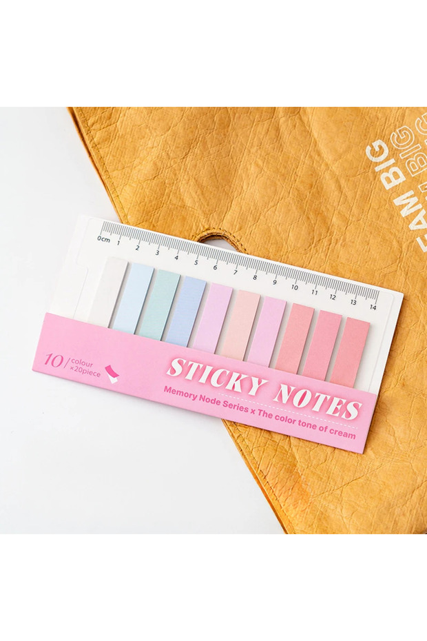 1 pcs Color A 1-4-20 pcs Candy Color Gradient Sticky Notes With Ruler Adhesive Office School Supplie