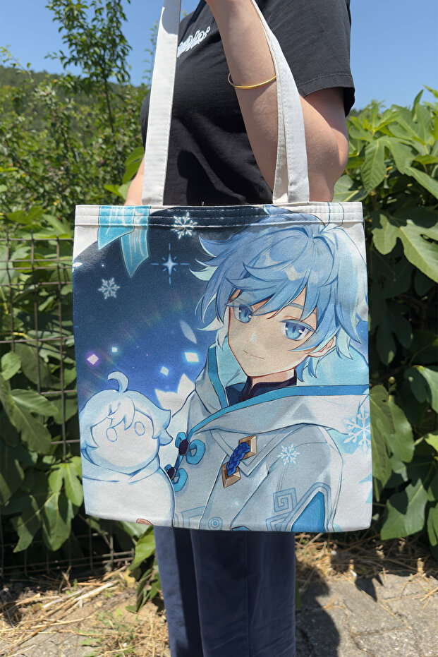 Chongyun Genshin Impact V2 Double-Sided Canvas Print Tote Bag Anime Bag