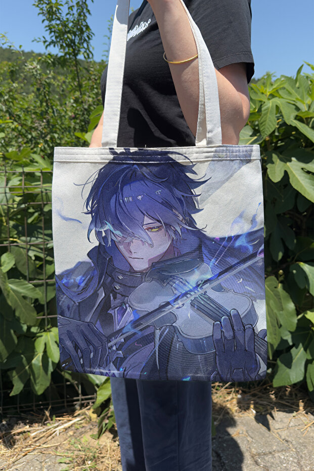 Flins Genshin Impact V4 Double Sided Canvas Print Tote Bag Anime Bag