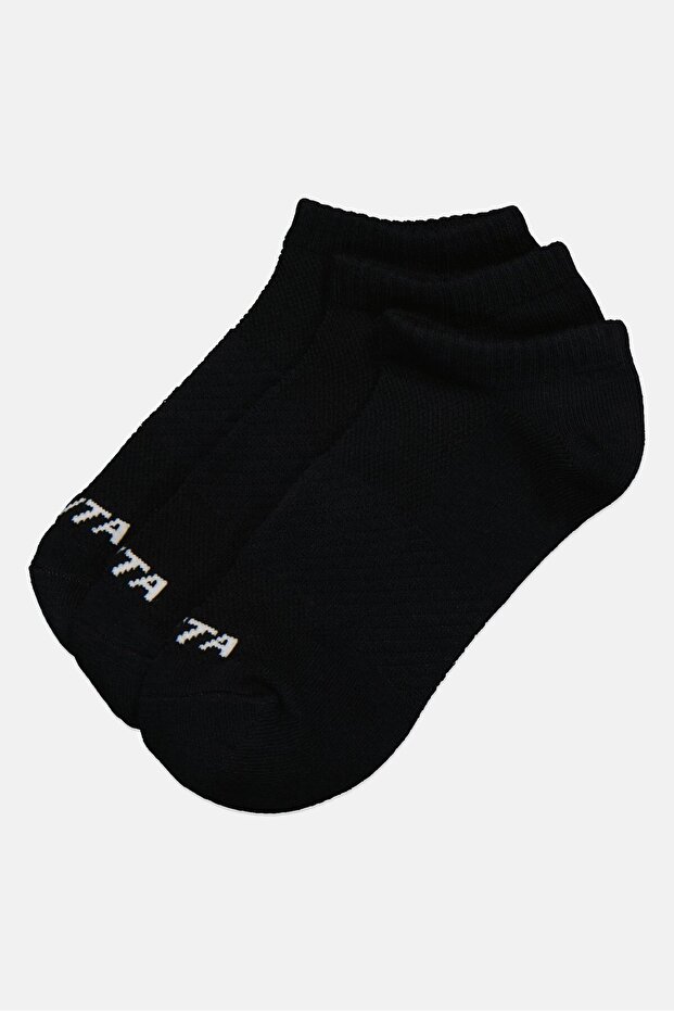 Kids Boy 3 Pairs Plain Ankle Socks, Black