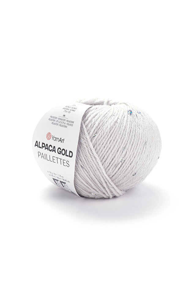 Alpaca Gold Paillettes Light Gray Hand Knitting Yarn 9303