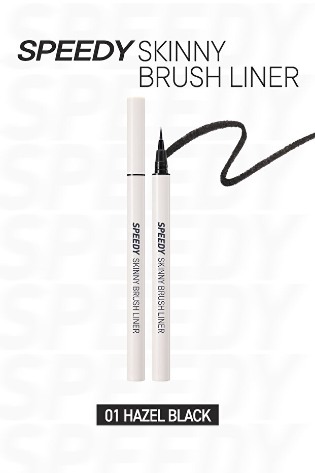 Ultra Thin and Flexible Brush Tip Pen Eyeliner Speedy Skinny Brush Liner (01 Hazel Black)