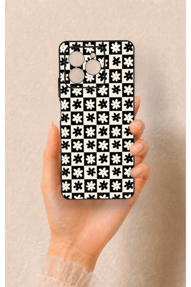 Omix X7 Compatible Flower Motif Checkered Pattern Silicone Case