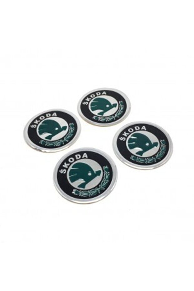 Skoda Green Aluminum Adhesive Wheel Hub 4 Piece 60mm