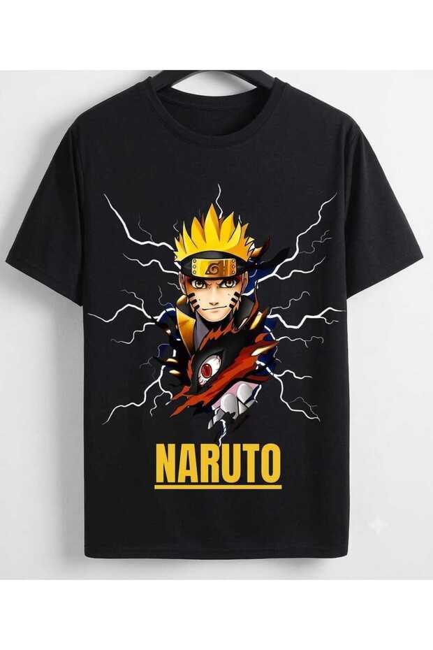 Unisex Anime Character Printed Oversize Black T-Shirt - Street Style Manga Graphic Design
