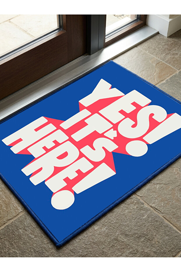 Non-Slip Sole Positive Energy Themed Washable Door Front-Bathroom Mat 40X60 cm