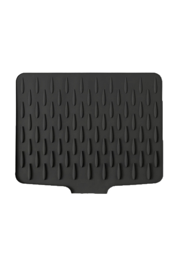 black Silicone Dish Drying Mat With Tilted Design For Efficient Water Drainage, Heat-Resistant & Non