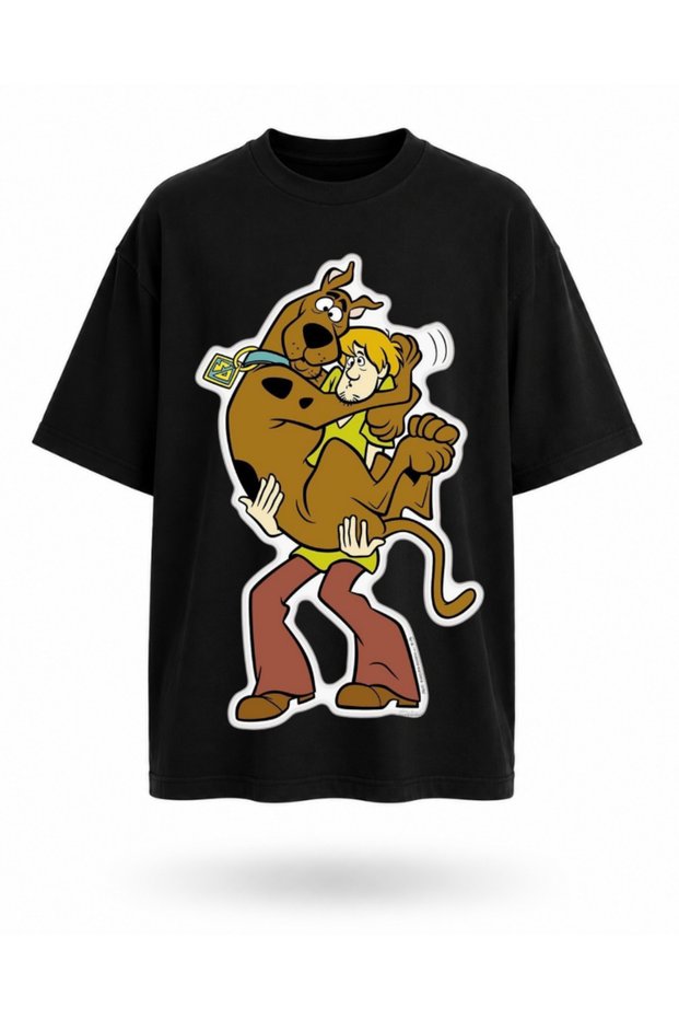 Scoopy Printed Black Relaxed Fit Unisex T-Shirt