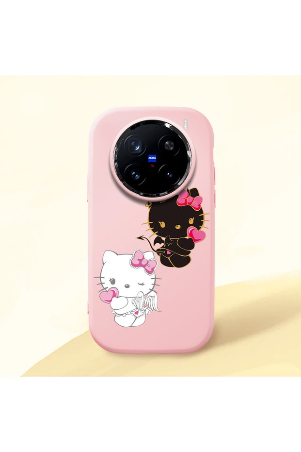 Vivo X200 Pro Compatible Case Camera Protector Pink Silicone Couple Phone Case Kitty Pattern