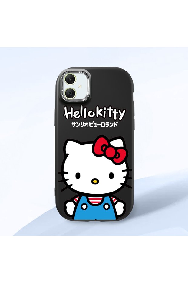 Samsung Galaxy A05 Compatible Case Camera Protector Black Silicone Couple Phone Case Kitty Pattern