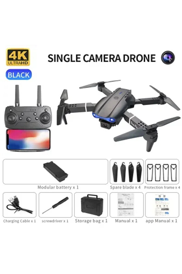 Black-Single C-1B Foldable E99 K3 Pro HD 4K Drone With Dual Camera WIFI Aerial Photography RC Quadco