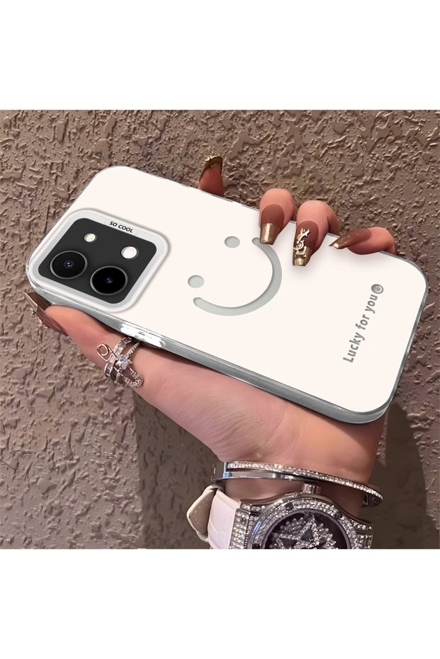 Vivo Y28 4g Compatible Simple Written Smiley Face Case, Ins Style Relaxing Stylish Finish