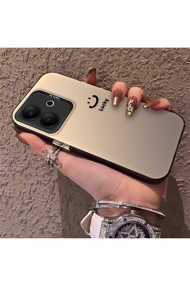 Vivo V60 Lite 4G/5G Compatible Plain Written Smiley Face Case, Ins Style Relaxing Stylish Finish